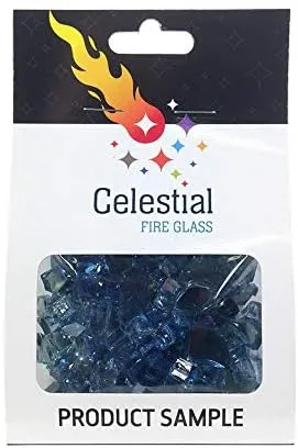 Celestial Fire Glass - Neptune Blue - 1/4 Inch Reflective Tempered Fire Glass – 2 oz. Sample