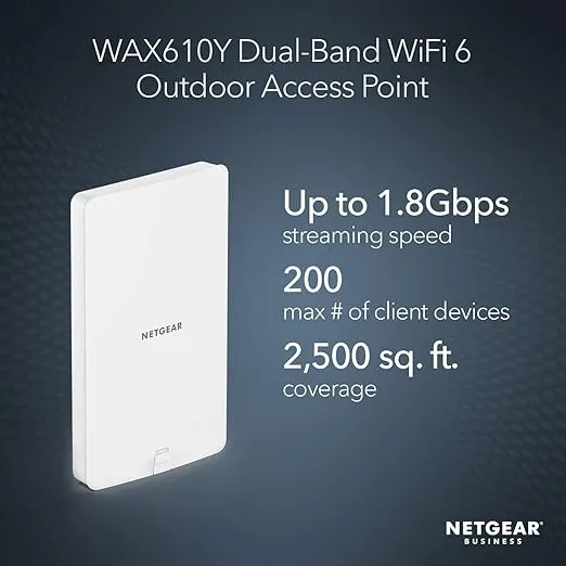NETGEAR WAX610Y Wi-Fi 6 Outdoor Access Point | Up to 200 Devices | Dual Band | Insight Cloud Management | Cloud Care's 3 Year Warranty SupportPlus Included