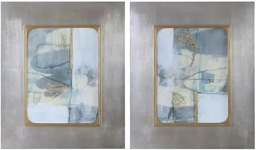 Gilded Whimsy - 36.5 inch Abstract Print (Set of 2)