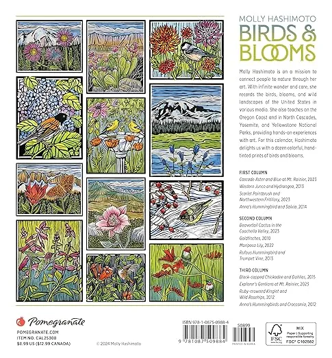 Molly Hashimoto: Birds & Blooms 2025 Mini Calendar