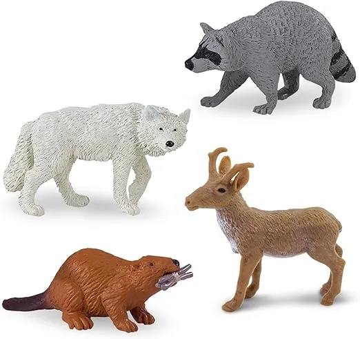Safari Ltd. North American Wildlife TOOB - 12 Hand-Painted Mini Figurines Including Grizzly Bear, Bison, Moose, & More - Educational Toy Figures For Boys, Girls & Kids Ages 3+