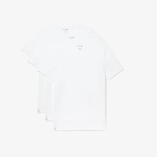 Lacoste Men's 100% Cotton Regular Fit V-Neck T-Shirt, 3 Pack
