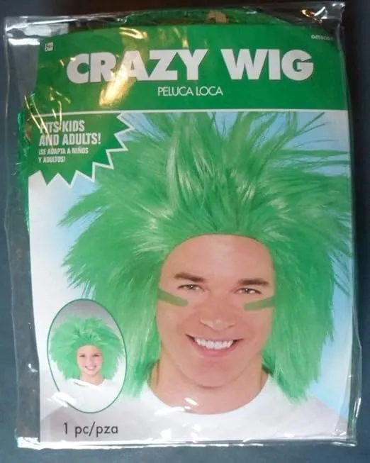 Green Crazy Wig Costume - One Size (Pack of 1) - Vibrant Synthetic Costume Accessory Perfect for Parties, Cosplay & Fun Events