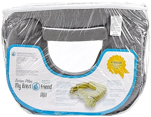 My Brest Friend Twin Nursing Pillow - Enhanced Comfort with Slipcover - Ergonomic Breastfeeding Pillow for Ultimate Support - Adjustable Nursing Pillow with Handy Side Pocket, Dark Grey