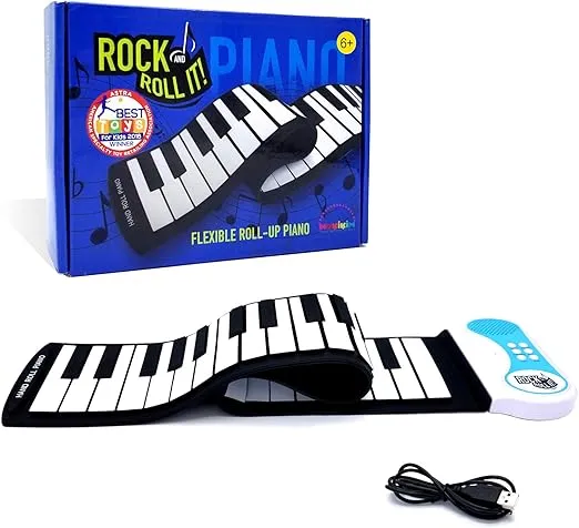 Rock And Roll It - Piano. Roll Up Flexible Classic Toy Piano Keyboard for Kids. 49 Keys Hand Roll Silicone Portable Piano Pad. Flexible & Foldable.