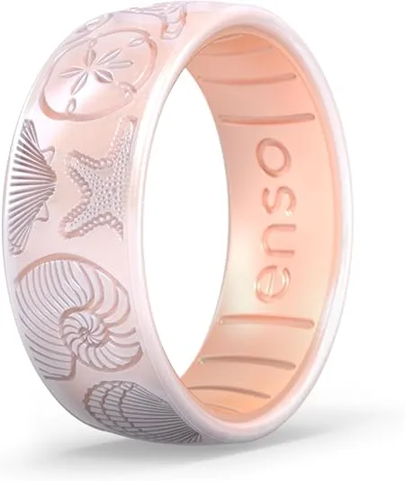 Enso Rings Etched Classic Silicone Rings - Comfortable and Flexible Design - 8mm Wide, 2.16 Thick