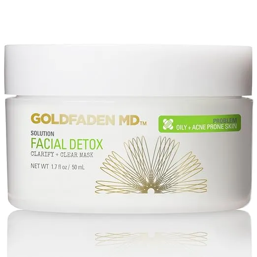GOLDFADEN MD Facial Detox Mask Clarifying Face Mask w/Zinc Oxide, Sulfur, Salicylic Acid & Grapefruit Purifying Deep Clean Minimizes the Appearance of Redness, Blackheads & Pores 1.7 fl oz