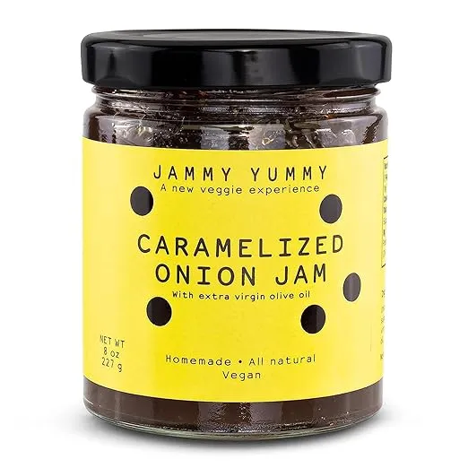 Caramelized Onion 8oz Spread - All Natural Onion Jam - Real Caramelized Onion - JAMMY YUMMY- Made with Onions, Sugar, Extra Virgin Olive Oil and Salt…