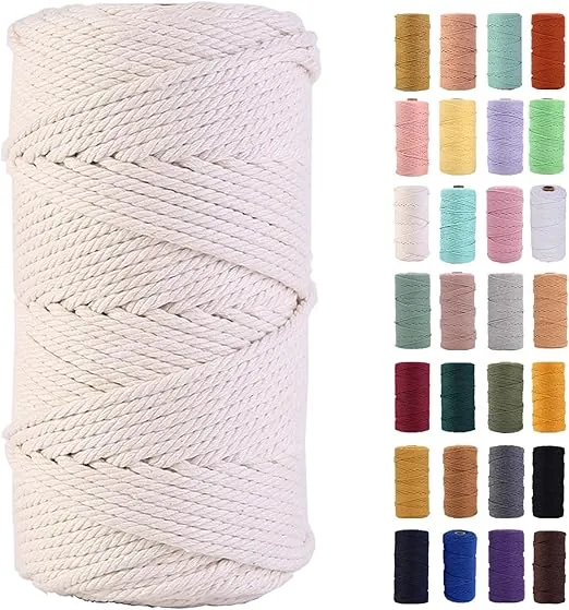 MAOQIAN Macrame Cord 3mm x 109Yards,Colored Cotton Rope Colorful Cotton Cord Soft Craft Cord Twine for Wall Hanging Plant Hangers Crafts Decorative Projects