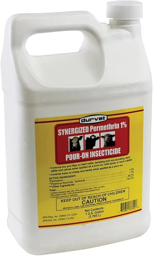 Durvet Fly 003-3704 Synergized Permethrin 1% Pour-On Insecticide, 1 Gallon