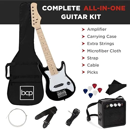 Best Choice Products 30in Kids Electric Guitar Beginner Starter Kit w/ 5W Amplifier, Strap, Gig Bag, Strings, Picks - Black