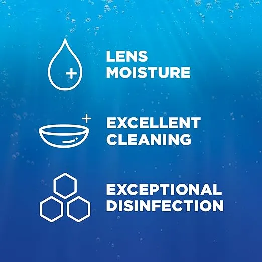 Renu Contact Lens Solution Multipurpose Disinfectant, Advanced Formula Lens Cleaner, Cleans & Moisturizes Soft & Silicon Hydrogel Lenses, Multi-Pack 16 Fl Oz (Pack of 2) + 2 Fl Oz Travel Size
