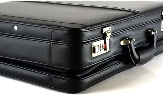 Alpine Swiss Mens Expandable Leather Attache Briefcase Dual Combination Locks