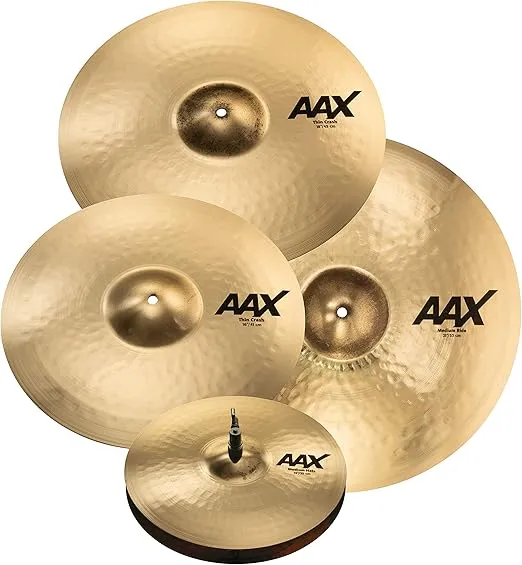 Sabian AAX Promotional Cymbal Set Thin Crash, Natural, (14" Hats, 16" Crash, 21" Ride, & Free 18" Crash) (25005XCPB)