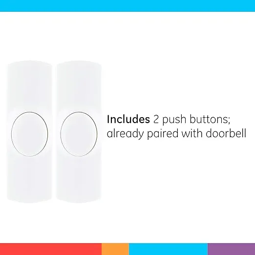 General Electric GE Wireless Kit, 8 Melodies, 2 Push Buttons, 4 Volume Levels, 150 Ft. Range, White, 19300 Doorbell, 1 Pack