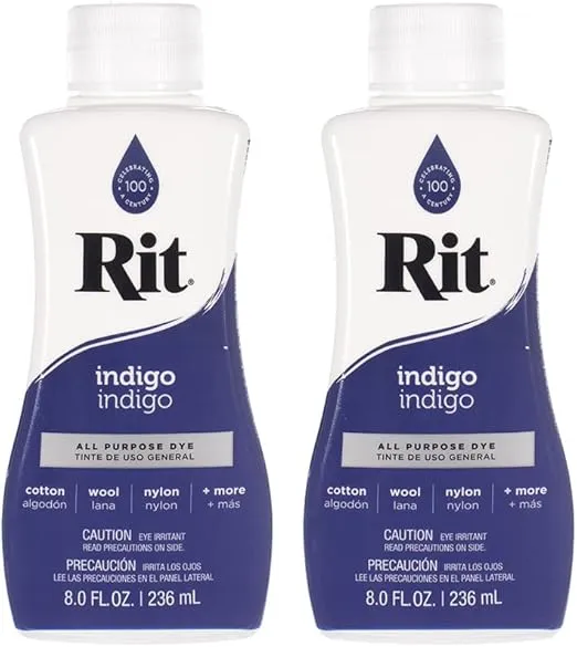 Rit Dye Multi-Purpose Liquid 8 OZ. | Great for Clothing, Accessories, Décor, and Much More | 2-Pack, Indigo