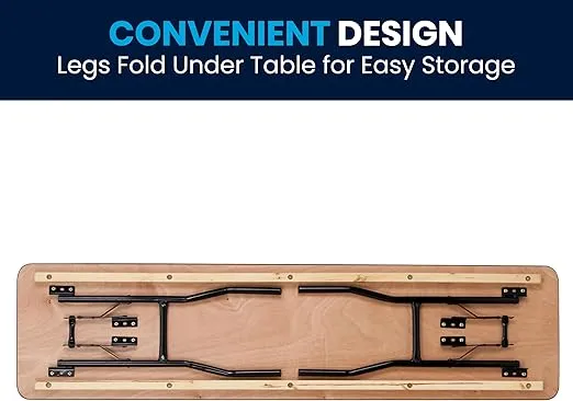 Flash Furniture Gael 6' Wood Folding Training and Event Table, Rectangular Folding Training Table with Smooth Clear Coated Finished Top, Natural