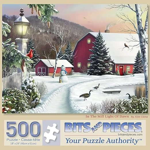 Bits and Pieces - 500 Piece Jigsaw Puzzle for Adults – ‘in The Still Light of Dawn’ 500 pc Large Piece Winter Jigsaw by Artist Alan Giana - 18" x 24"