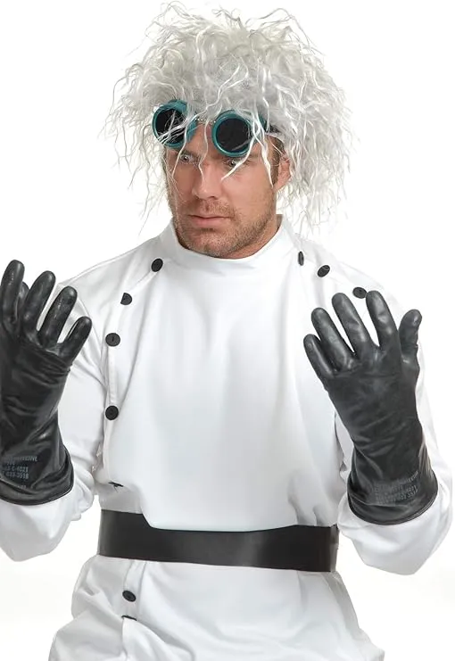 Charades Mens Mad Scientist Costume Wig, White, One Size US (CH60274_White_OS)