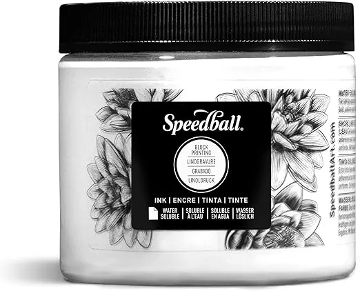 Speedball Water Soluble Block Printing Ink, White, 1 Pound - 380819