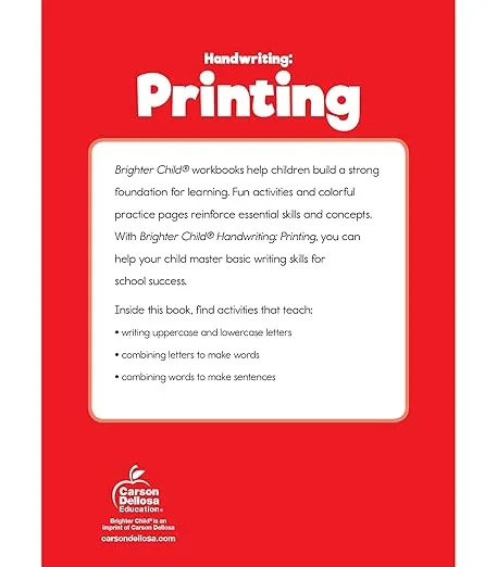 Carson Dellosa Kids Handwriting Workbook for Practice Printing and Letter Tracing Uppercase and Lowercase Alphabet, Preschool and Up (Brighter Child: Grades K-2)