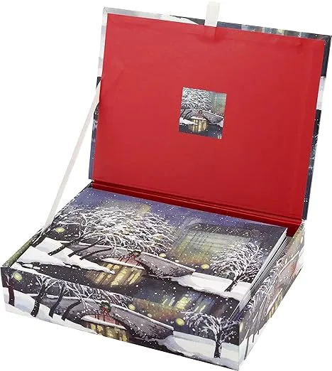Snowfall in the Park Deluxe Boxed Holiday Cards (20 cards, 21 self-sealing envelopes)