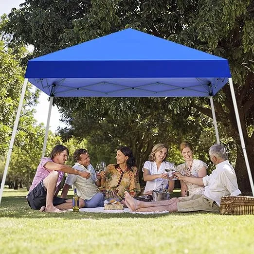 Canopy Tent, 10X10 FT Pop Up Canopy Outdoor Instant Tent Slant Legs with Carrying Bag, Portable Gazebo Shelter for Patio Deck Garden and Beach - 8X8 FT Canopy Cover (Blue)