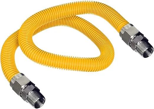 Gas Connector Kit 72 inch Yellow Coated Stainless Steel, 3/8” OD Flexible Gas Hose Connector for Gas Log and Space Heater, 1/2" MIP x 3/8" MIP Stainless Steel Fittings, 72” Gas Appliance Supply Line