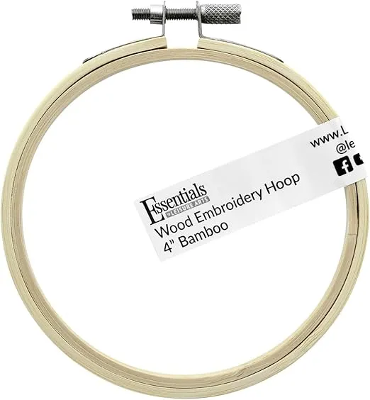 Essentials by Leisure Arts Wood Embroidery Hoop 4" Bamboo - Wooden Hoops for Crafts - Embroidery Hoop Holder - Cross Stitch Hoop - Cross Stitch Hoops and Frames
