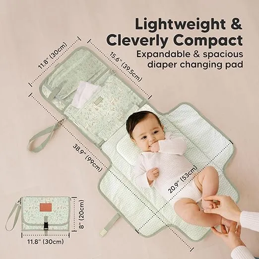 KeaBabies Portable Diaper Changing Pad - Waterproof Travel Changing Mat for Baby, Foldable Diaper Clutch, Detachable Baby Travel Diaper Mat for Diaper Changing Station,Diaper Change Mat(Fox Vale)