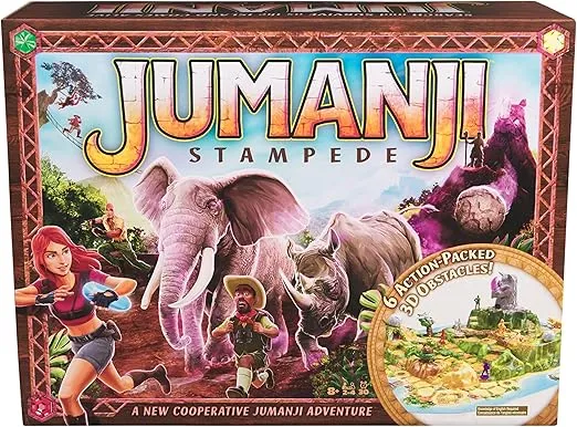 Spin Master Games, Jumanji Stampede Cooperative Board Game, 3D Adventure Game, Family Game Night, Kids Games, Christmas Gifts for Kids, for Ages 8+
