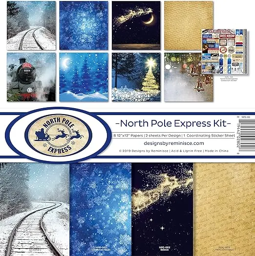 Reminisce (REMBC) North Pole Express Scrapbook Collection Kit, Multi Color Palette, 12x12 inches