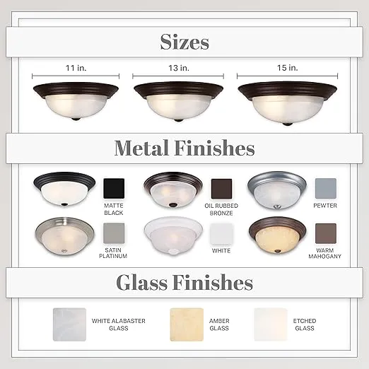 DESIGNERS FOUNTAIN 2-Light Flush Mount Ceiling Light, 11 Inch Lighting Fixture for Kitchen, Bedroom, Bathroom, and Hallway, White Alabaster Glass, Oil Rubbed Bronze, 1257S-ORB-AL