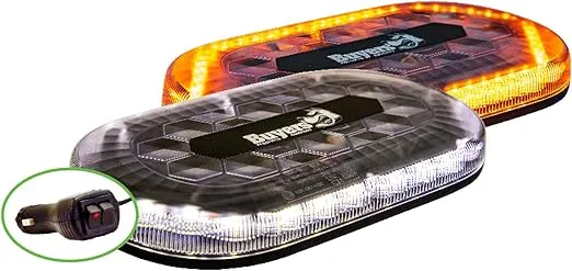 Buyers Products 8891172 Amber/Clear LED Mini Light Bar, Permanent or Magnetic Mount, 15' Lead with On/Off Switch, Emergency Lights for Vehicles, LED Strobe Lights for Trucks