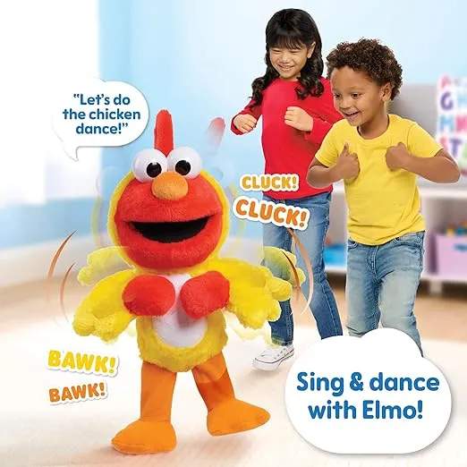 Just Play Sesame Street Chicken Dance Elmo Feature 13 Inch Plush, Interactive Singing and Dancing Plush, Stuffed Animal. Kids Toys for Ages 2 Up