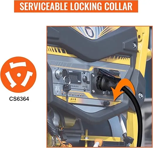 VEVOR 15 FT 50 Amp Generator Extension Cord NEMA 14-50P to SS2-50R & CS6364, STW 6/3+8/1 AWG 125/250V Generator Power Cord Twist Lock Connectors for Generator to House