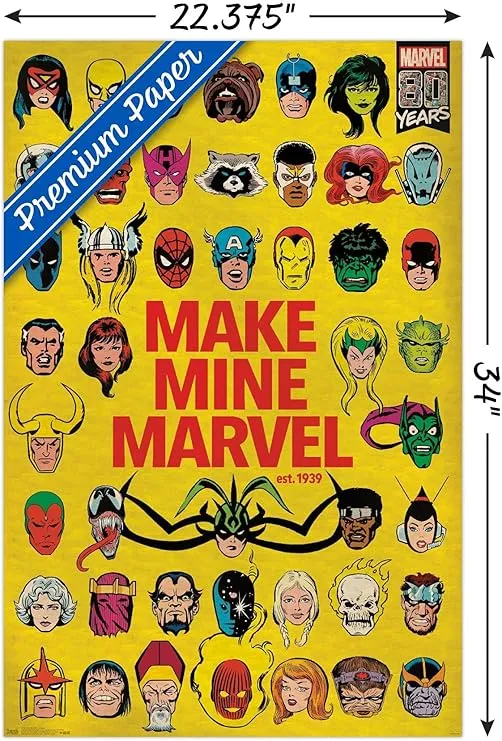 Trends International Marvel Comics - Marvel 80th Anniversary - Group Wall Poster, 22.375" x 34", Premium Unframed Version