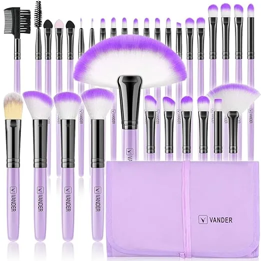 Make up Brushes, VANDER Professional 32pcs Makeup Brush Set, Makeup Brushes Set Foundation Blending Cosmetic Brush Set Kit,Purple