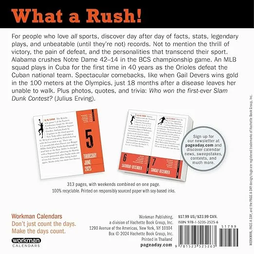 Official 365 Sports Facts-A-Year Page-A-Day® Calendar 2025: Triva, Record-Breaking Feats, Come from Behind Wins & Quotes