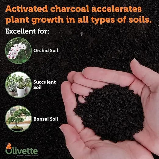 Horticultural Activated Charcoal for Plants by Olivette | Terrarium Horticulture Moisture Absorbers | Terrarium Supplies | USDA Organic Certified | Made from Recycled Olive Tree Byproducts | 3 Bags