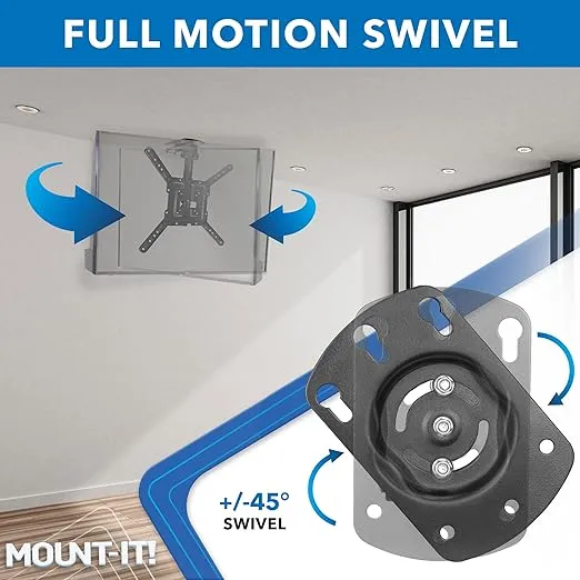 Mount-It! Flip Down TV Mount | Folding Ceiling TV Mount for 23 to 55 Inch | Heavy-Duty Bracket for Roof and Slanted Walls | Universal VESA fits up to 400x400mm, Height Adjustable 44 Lbs Capacity