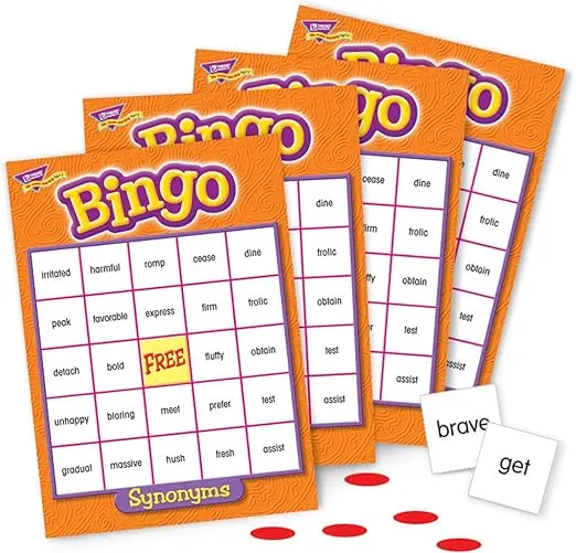 Trend Enterprises: Synonyms Bingo Game, Exciting Way for Everyone to Learn, Play 8 Different Ways, Perfect for Classrooms and at Home, 2 to 36 Players, for Ages 10 and Up