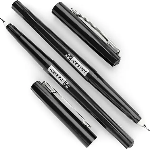 ARTEZA Permanent Markers, 40 Black Pens, Ultra-Fine Tip Paint Pens, Quick-Drying, Water Resistant, for Calligraphy and Note Taking, Office, Classroom