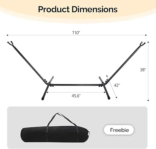 ONCLOUD 9 FT Hammock Stand Only, Heavy Duty Adjustable Indoor Outdoor Space Saving Steel Stand with Carrying Case, Universal Hammock Stand with 450 Pounds Capacity for Garden, Yard, Patio, Black