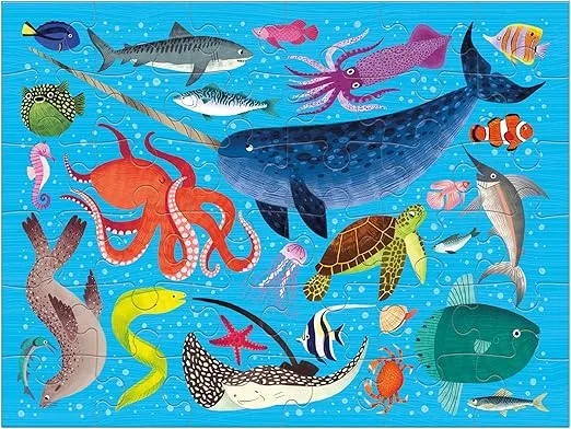 Mudpuppy Ocean Life Puzzle to Go, 36 Pieces, 12 x 9” – Great for Kids Age 3+ – Packaged in Travel-Friendly Drawstring Fabric Pouch – Perfect for Airplanes, Cars, Trains, 073536334X, Multicolor