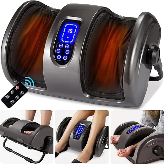 Best Choice Products Heated Shiatsu Foot Massager for Pain Relief, Plantar Fasciitis, Neuropathy, Blood Circulation w/Compact Design - Gray