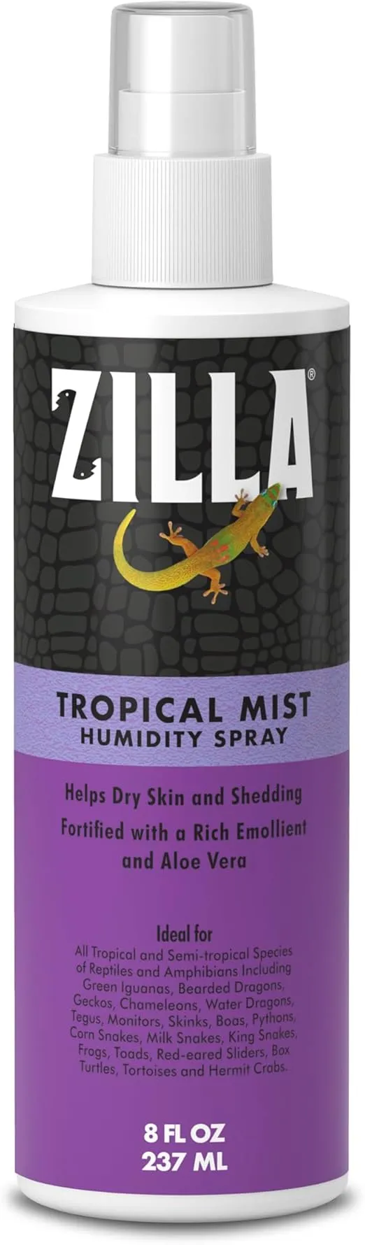 Zilla Tropical Mist Humidity Spray, Ideal for All Tropical Reptiles and Amphibians, Fortified with Aloe Vera