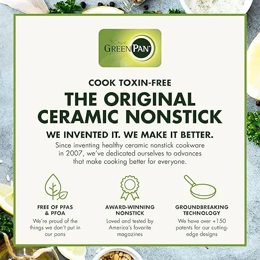GreenPan Rio 8" and 10" Frying Pan Skillet Set, PFOA and PFAS-Free, Healthy Ceramic Nonstick Cookware, Stay-Cool Bakelite Handles, Dishwasher Safe, Easy Clean, Durable Performance, Black