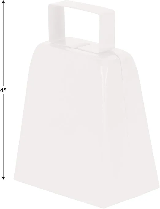 Beistle 12-Pack White Metal Cowbells, 4"- Team Spirit Sports Noisemakers