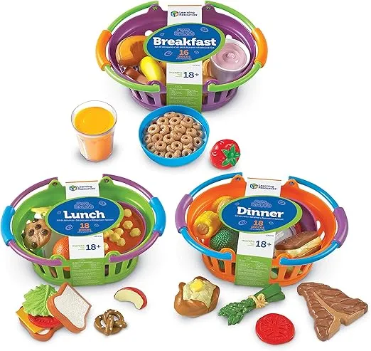 Learning Resources New Sprouts Bundle of Breakfast, Lunch and Dinner - 3 Sets, Ages 18+ months Toddler Pretend Play Food, Educational Toys for Toddlers, Supermarket Toys